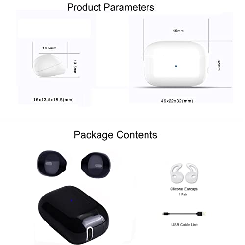 Mini Wireless Bluetooth Earbuds with Microphone,Invisible Bluetooth Headphones for Women and Small Ears with Touch Control, IPX5 Waterprof, Battery Case(Black) - color: Black