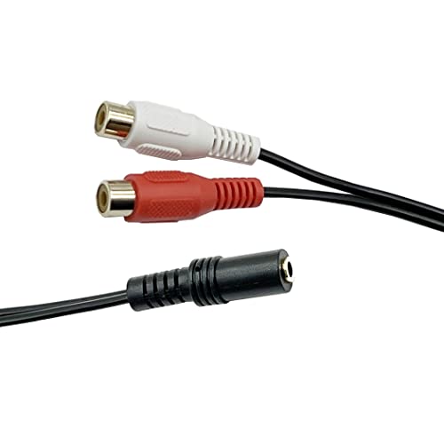 2Pack 3.5mm Female to Dual RCA Female Phono Stereo Splitter Cable; 3.5 Jack Socket F to 2RCA F Audio Adapter Extender Cord Cable