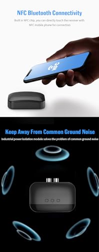 Bluetooth 5.0 Receiver for Home Stereo Adapter for HiFi Music Streaming, Wired Speakers, NFC Connection,with AUX 3.5mm/RCA, Long Range,Low Latency and HD Audio