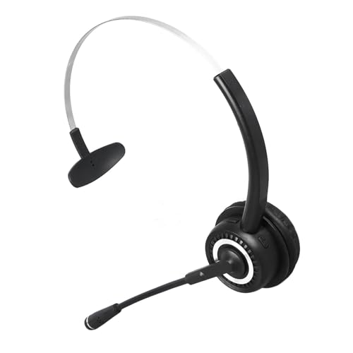 Jectse Bluetooth Headset with Microphone, Single Ear Trucker Bluetooth Headset Noise Reduction On Ear Headphones for Trucker Home Office