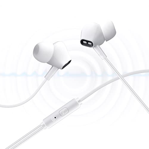 Wired Earbuds Headphones for School with Microphone Noise Isolating Stereo Bass in-Ear Earphones – for Smartphones, Tablets, Schools, Ipads, Multiuse - 3.5mm Plug in Audio Jack - White - color: White