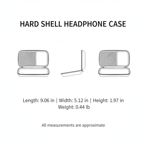 Quick-Access Hard Shell Headphone Case, Compact EVA Travel Pouch for Over-Ear Audio Gear, Durable 900D Exterior with Zipper