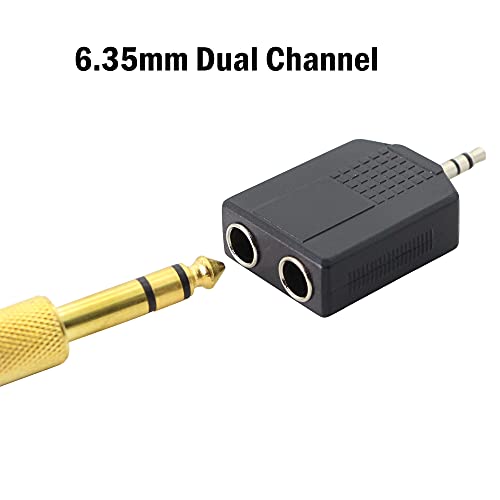 3.5mm (1/8 Inch) to 6.35mm (1/4 Inch) Stereo Audio Splitter,TRS 3.5mm Male to Two 6.35mm Female nterconnect Audio Connector Adapter(2-Pack)