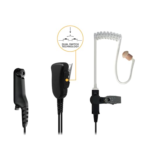 Sheepdog Microphones Acoustic Tube Earpiece with Microphone, Compatible with Motorola N70, N50, N30, R7, ION and MXP600, Black Cable (SPM-1300-M20), Premium Headset