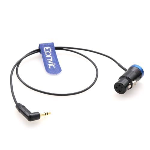 Audio Cable Low-Profile XLR 3 Pin Female Right Angle for BOYA Microphone to 3.5mm Mini Jack for Red Komodo DSMC2 Epic/Scalet Camera (Blue) - color: Blue