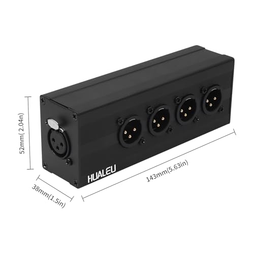 3Pin XLR 1 Female to 4 Male Splitter,4Way XLR Single Input to Four Output Parallel Connection Adapter,One Input to 4 Output Audio DMX Adapter - color: XLR 1 F TO 4M Adapter