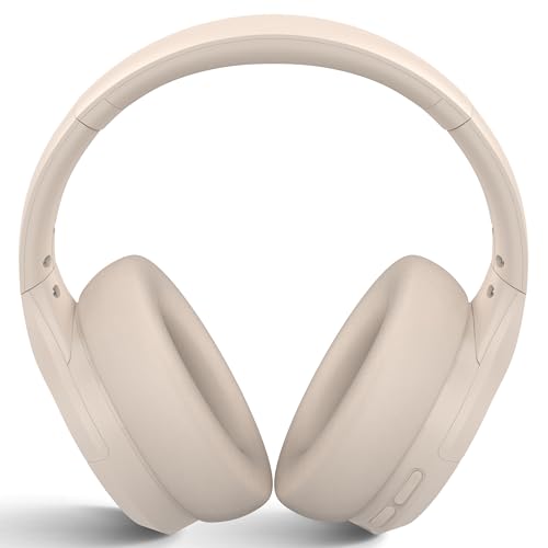 ANC Wireless Bluetooth 5.4 Headset, ENC Built-in Mic for Clear Calls, Hi-res, Foldable, Breathable Over Ear Comfort, Low Latency, Lightweight, 3.5 mm Audio Cable, Wired, for Cell Phones, Tablets, PC’s - color: White