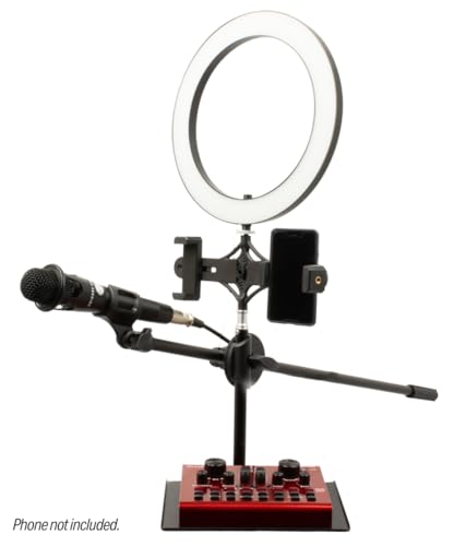 VocoPro USB Audio Interface, Boom Stand, and LED Ring Light with Wireless Mic and Condenser Mic