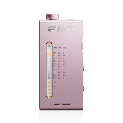 FiiO RR11 Portable HiFi FM Stereo Radio Receiver with Analog PVR Tuning, BASS+3D Sound Effects, 64MHz-108MHz (Pink) - color: Pink