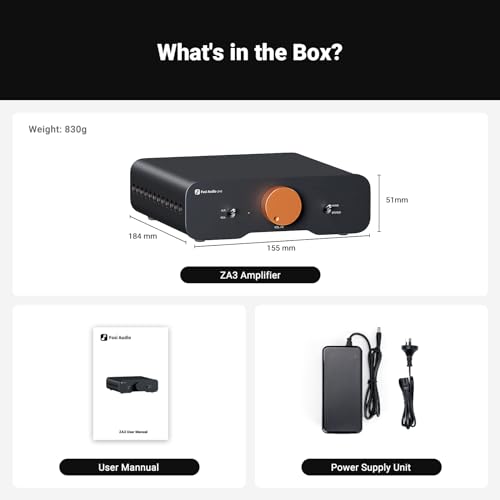 Fosi Audio ZA3 Balanced Stereo Amplifier Home Audio Component Mini 2 Channel Mono Amp TPA3255 for Subwoofer Desktop Home Theater Bookshelf Tower Floorstanding Passive Speakers with 48V Power Supply