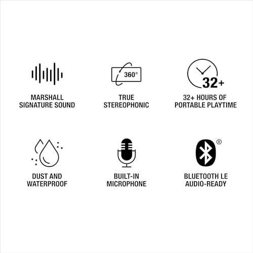 Marshall Emberton III Portable Bluetooth Speaker - Rugged Waterproof/Dust-Proof Design | Loud Stereo Sound, Deep Bass | Compact and Wireless for Travel and Outdoors - Black and Silver - color: Black & Silver