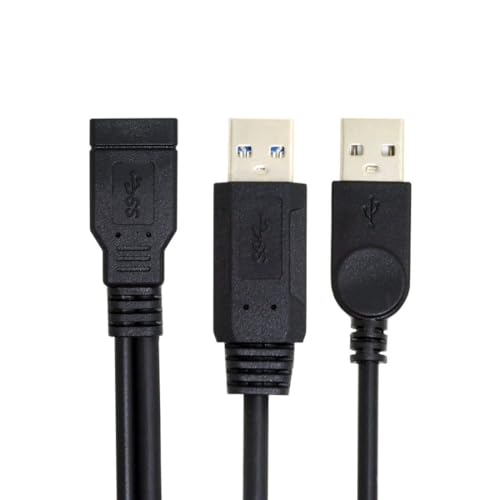 chenyang USB 3.0 Splitter Y Cable USB 1 Female to 2 Male Extra Power Data Extension Cable for 2.5" Mobile Hard Disk - color: USB 1 Female to 2 Male
