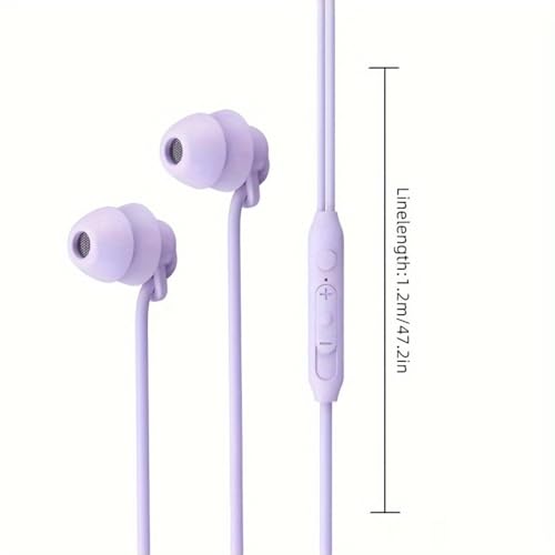 Soft Silicone Wired Sleep Earbuds, 3.5mm Jack Noise Isolating in-Ear Headphones, Comfort Side Sleeping Earphones (Purple) - color: Purple