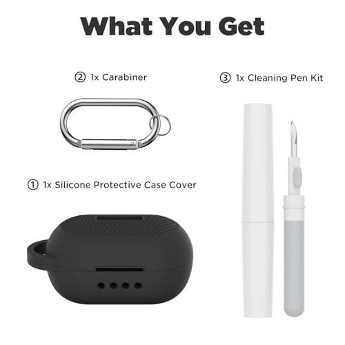 Soft Silicone Case for Raycon Everyday Classic Earbuds with Keychain&Cleaning Pen kit,Anti-Scratch Shockproof Protective Case Cover for Raycon Everyday Classic Earbuds Charging Case (Black) - color: Black