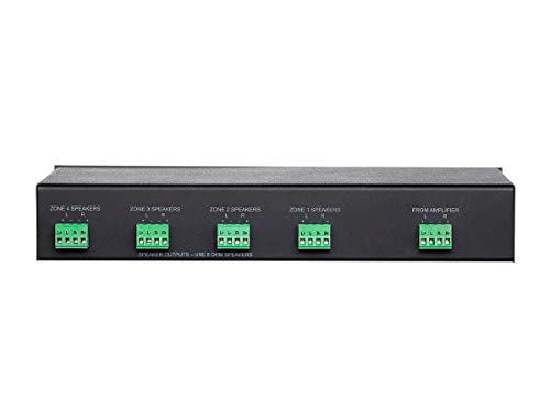 Monoprice SSVC-4.1 Single Input 4-Channel Speaker Selector with Volume Control, Impedance Protection, Individual Zone On/Off Buttons, Black, Model Number: 138159