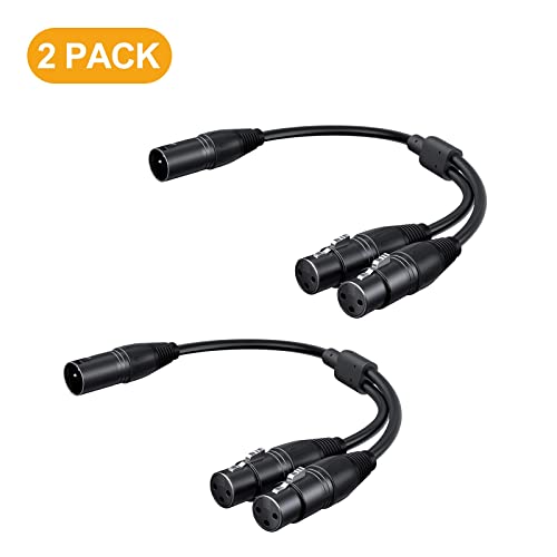 Balanced XLR Splitter Dual XLR Female to 1XLR 3Pin XLR Y-Split Patch Cable | 2XLR to 1XLR 3Pin Microphone Splitter for Studio Preamp,Equzalizer, speaker, Patch Bay, Studio Harmonizer, 1-feet - size: 1 Male XLR to 2 Female XLR, style: 2 Pack