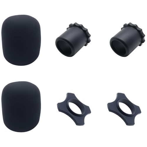 2 Set Microphone Protection Kit Wireless Handheld Mic Windscreen Foam Cover Shakeproof Mic Protection Ring Black Microphone Bottom Rod Sleeve