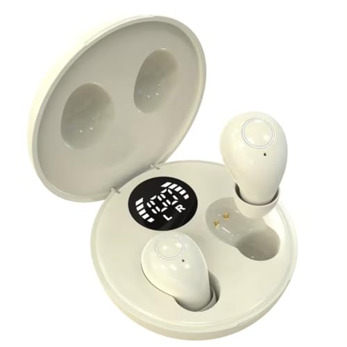 Invisible Wireless Earbuds for Sleep & Work, Mini Noise-Reducing Bluetooth Earphones, Comfortable in-Ear Design with Charging Case (Khaki) - color: Khaki