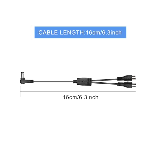 Short DC Power Splitter Right Angle 5.5mm x 2.1mm Male to Double RCA Female Cable, for Car Mounted Dual Screen DC Adapter Power Cable