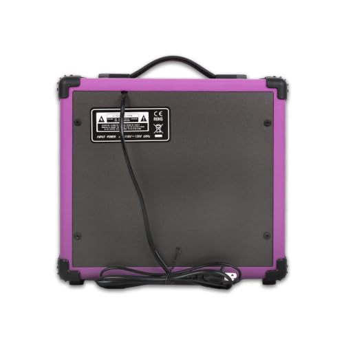 Purple Electric Guitar Amplifier Portable Practice Guitar Amp Drive Gain Bass Treble Full Accessories with Noiseless Cable Picks Adapater Earphones Aux Cable in (Purple, 20W) - color: Purple