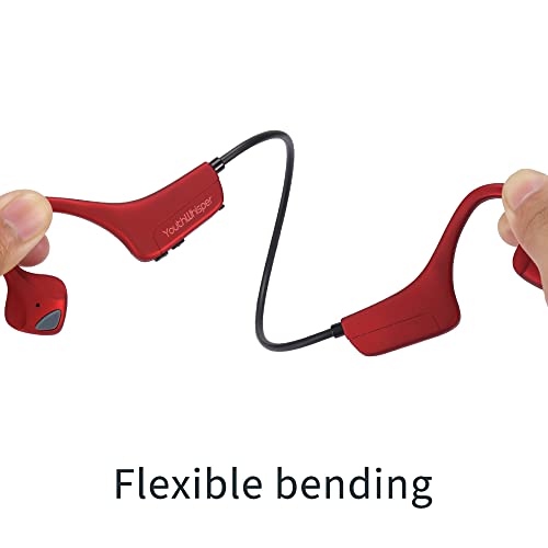 Bone Conduction Headphones Bluetooth, YouthWhisper Open Ear Wireless Earphones, Sports Headphones with Mic Waterproof for Running Cycling Hiking Walking and Workout (Red) - color: Red