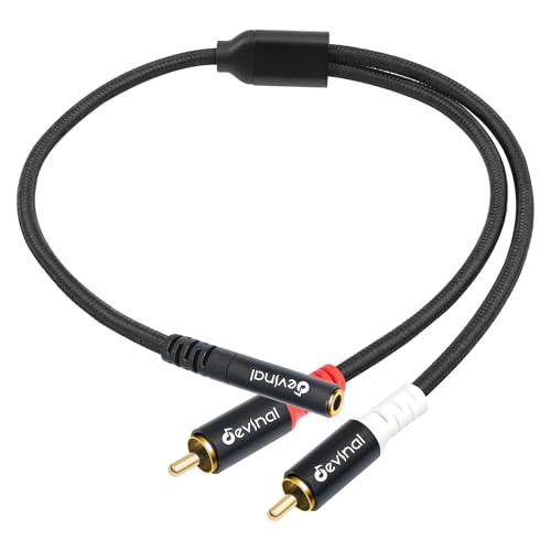 3.5mm Female to RCA Stereo Audio Cable, RCA to 3.5mm Y Splitter, Aux to Phono Breakout Bi-Directional Cord Wire 12 inch (2 Pack) - color: 3.5mm Female to 2RCA