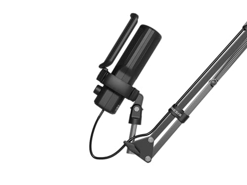 Genesis Radium 251 USB Gaming Microphone with 5 Arm - Condenser, 192kHz/24bit, RGB Illumination, Pop Filter, Gain Dimmer, Silent Button, Real-Time Monitoring, Plug & Play for PC - style: Radium 251 Black