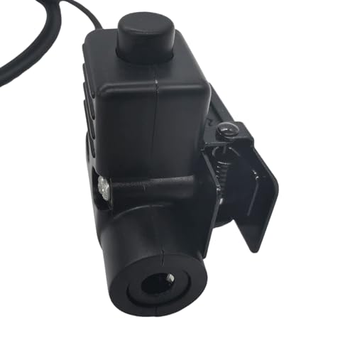 2 Pin U94 PTT Tactical Push to Talk Button Radio 7mm Adapter System for Baofeng Kenwood (Black, Military Wiring)