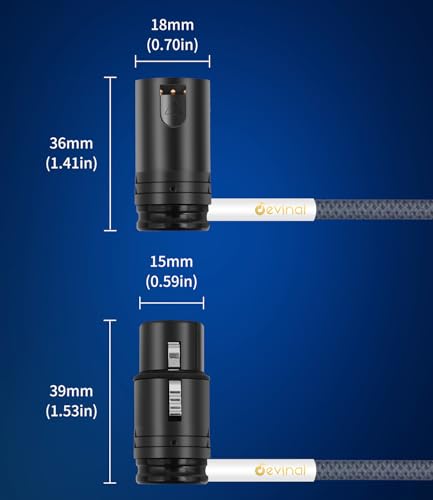 Right-Angle XLR Splitter Cable, Devianl Right-Angle XLR y Splitter 1 Female to 2 Male, Balanced Adjustable 90 Degree Female to Dual Male Microphone Cord Adapter Combiner, 2 FT