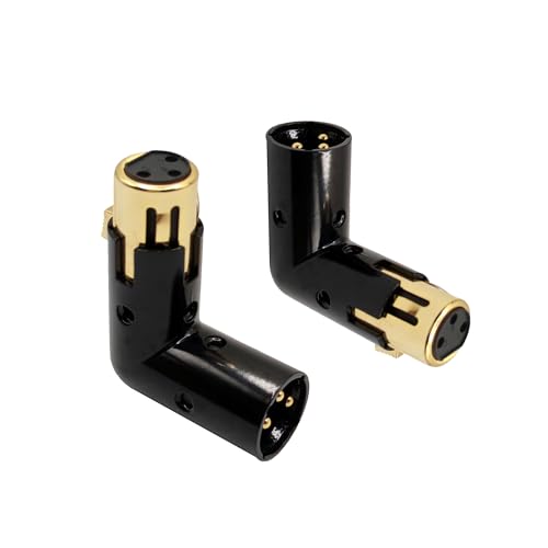 XLR Male to Female Right Angle Adapter Adjustable 3-PIN XLR 90 Degree Connector for Audio Cables PA Systems 2PCS - style: 2PCS 90D XLR Male to Female Adapter