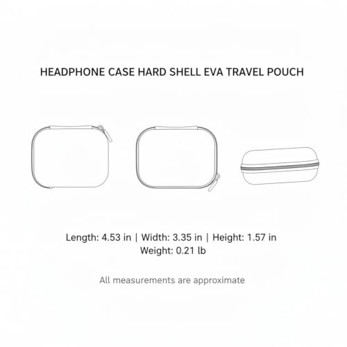 Headphone Case Hard Shell EVA Travel Pouch for Over Ear Headphones with Zipper, 6.5 x 4.5 x 1.6 Inch (1 PC)