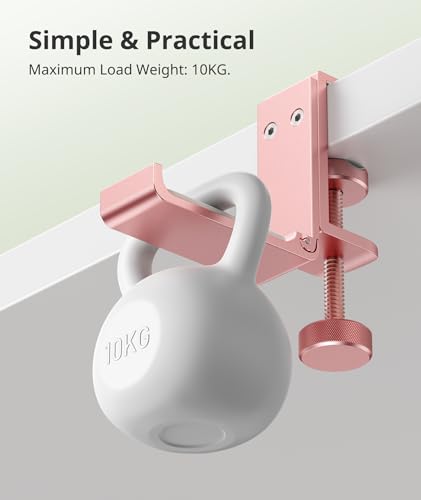 Headphone Stand for Desk – Aluminum Under Desk Headset Stand with Foldable Hook, Headphone Holder Clamp Mount for Gaming Accessories, Space-Saving Headset Hanger - color: Pink