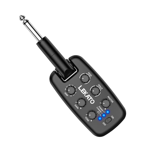 LEKATO PA-2 Guitar Headphone Amp for Electric Guitar Headphone Amplifier for Portable Practice, 9 Amp Models, 3 Mod Effects, 3 Space Effects, with Bluetooth Receiver, USB OTG Recording