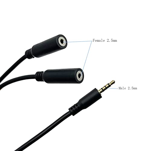 Seadream 2.5mm Male to Dual Female Y Splitter Audio Microphone Extension Cable, TRRS Y Splitter, Gold Plated, 4 Pole