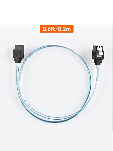 CableCreation SATA III Cable, 5-Pack 8inch SATA III 6.0Gbps 7pin Data Cable | Female Straight to Straight Female with Locking Latch, 0.6FT, Blue - color: Blue, size: 0.6FT