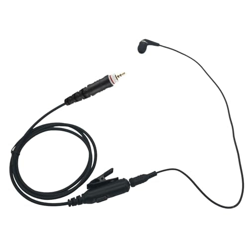 Two Way Radio Ear Set Headset Earpiece with PTT Mic Compatible for Motorola CLP 1010e 1080e CLP1010e CLP1080e Walkie Talkie (to 3.5mm Aux Audio Earbud)