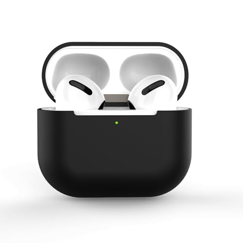Qiilu Wireless Earbud Case, Ultra Thin Split Liquid Silicone Cover for iOS Earbuds 3, Dust & Fingerprint (Black) - color: Black