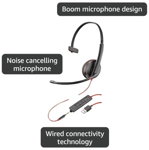Plantronics Blackwire C3215 Headset - Mono - Black - USB Type A, Mini-Phone - Wired - 20 Hz - 20 kHz - Over-The-Head - Monaural - Supra-aural - Noise Cancelling Microphone (209746-22)