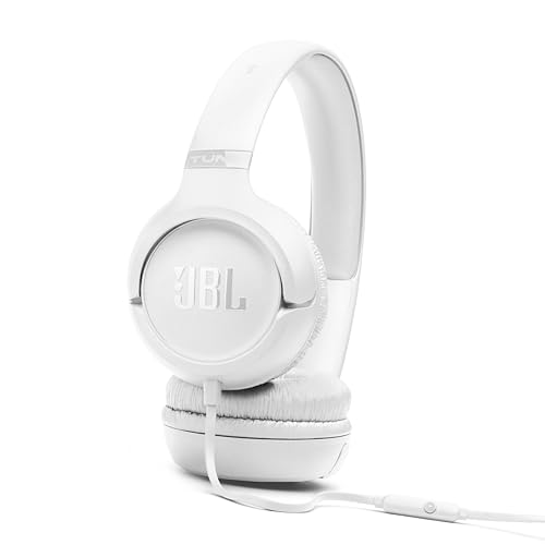 JBL Tune 530 Wired - Wired On-Ear Headphones - White | JBL Pure Bass Sound, Lightweight, comfortable, and foldable, Tangle-free flat cable, Hands-free calls - color: White