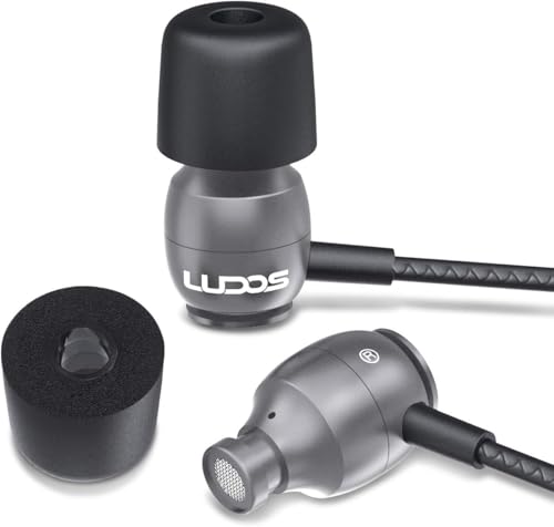 LUDOS Clamor Wired Earbuds in-Ear Headphones, 5 Years Warranty, Earphones with Microphone, Noise Isolating Ear Buds, Memory Foam for iPhone, Samsung, School Students, Kids, Women, Small Ears - Grey - color: Grey, style: 3.5 mm