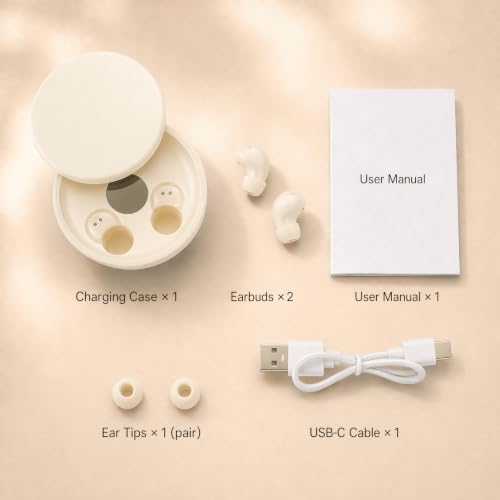Mini Invisible Bluetooth Earbuds, Wireless for Small Ears (Beige) - color: Beige