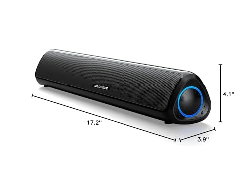 Bluedee Computer Speakers for Desktop PC, Rechargeable Computer Sound Bar | Bluetooth 5.3 & 3.5mm AUX, Clear Balanced Sound, Compact PC Soundbar for Desktop, Laptop, Monitor & Gaming Setup