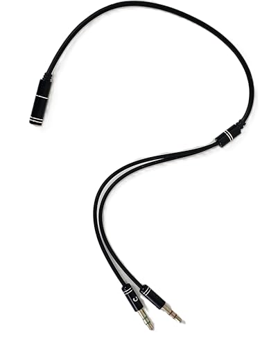 3.5mm Auxiliary Audio Splitter Cable Separate Gaming Headset TRRS to Microphone & Headphone Port Independent (12inch / 30cm)