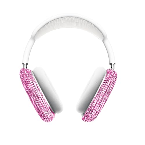 Glitter Case for Airpods Max, Pink Bling Rhinestone Encrusted Apple Headphone Cover Design,Sparkling Cute Airpod pro max Ear Covers Protective Accessories - color: Pink