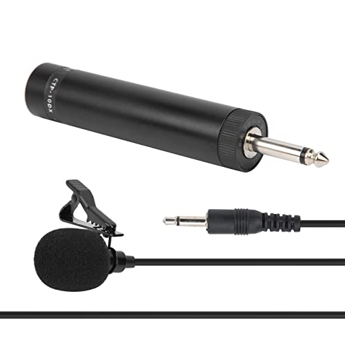 Professional Wired Lavalier Microphone, Unidirectional Clip-On Lapel Mic with 10m/32.8ft Cable for Saxophone, Instrument Recording - Black