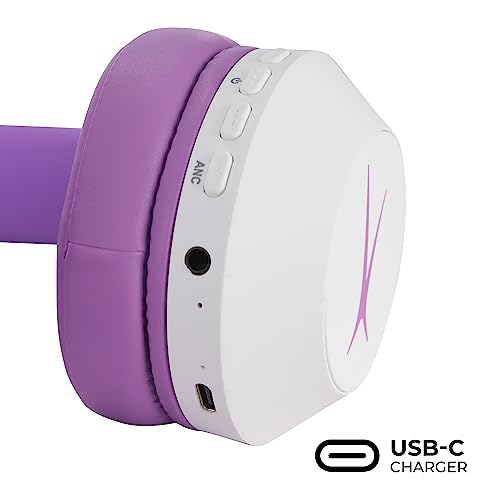 Altec Lansing Kid Safe Noise Cancelling Wireless Headphones 15H Battery, 85dB Volume Limit, Foldable Design Powerful Sound, Active Noise Cancellation Perfect for Kids Ages 7+ - color: Purple