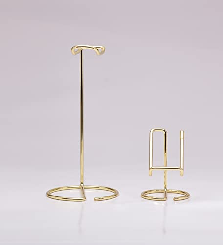 JIARI Headphones Stand and Cell Phone Stand Desktop Metal Holder Accessories 2pcs Set (Gold) - color: Gold