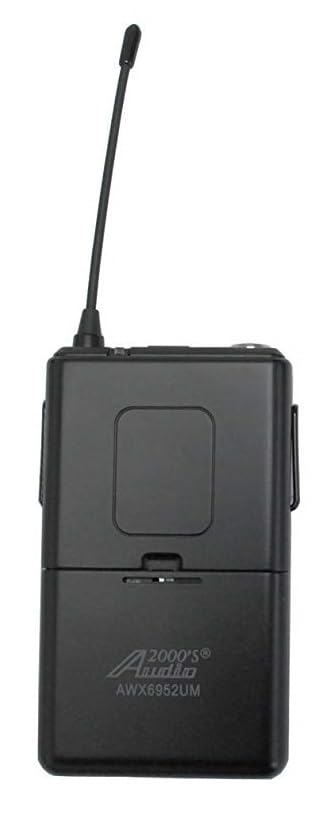 AUDIO 2000'S 6952UMH Battery-Powered UHF 200-Freq Wireless System with 1 Dual-Chan Wireless Receiver, 2 Wireless Body-Pack Transmitters, 2 Headset Microphones, and 2 Lavalier Microphones