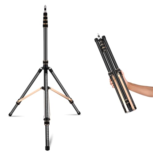 Soonpho Extendable Photography Light Stand 8.5ft Aluminium Alloy Tripod Light Photography with 180° Reversible Leg Travel Compact Tripod Maximum Height 102"/260cm for Continute Output Lighting - color: Black-Orange