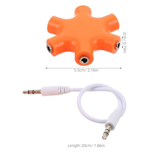 UKCOCO Multi Device 5-Jack 3.5mm Headphone Audio Splitter Adapter with Compact Plastic and Alloy Design for Daily Use and Travel, Stylish 1 Male to 4 Female Port Audio Output